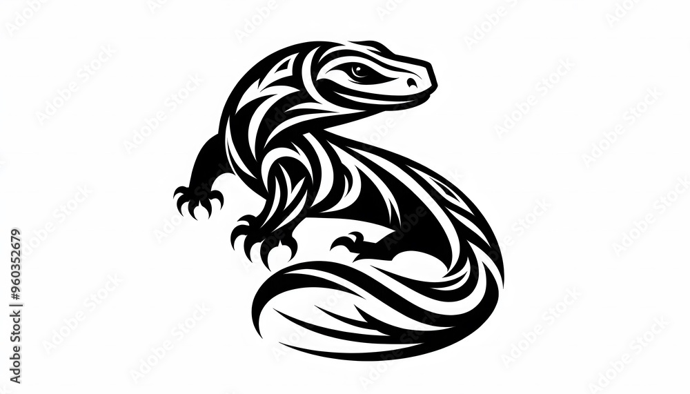 Detailed vector illustration of a wild animal in a modern geometric style. The beast is depicted in a dynamic pose with moderate movement, showing off its strong body and distinctive lines. The design Detailed vector illustration of a wild animal in a modern geometric style. The beast is depicted in a dynamic pose with moderate movement, showing off its strong body and distinctive lines. The design