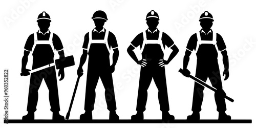 Construction workers vector silhouettes

