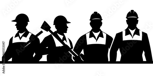 Construction workers vector silhouettes

