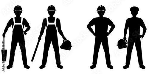 Construction workers vector silhouettes

