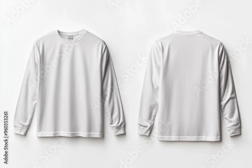 Wallpaper Mural White Long Sleeve Tshirt Mockup Isolated created with Generative AI Torontodigital.ca