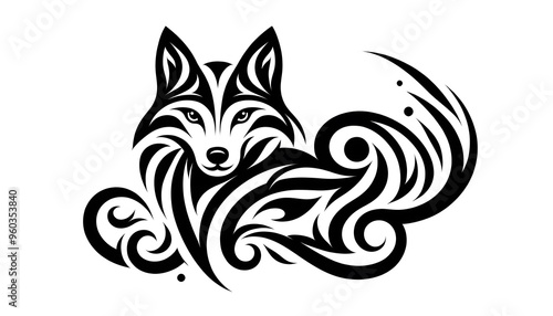 Detailed vector illustration of a wild animal in a modern geometric style. The beast is depicted in a dynamic pose with moderate movement, showing off its strong body and distinctive lines. The design
