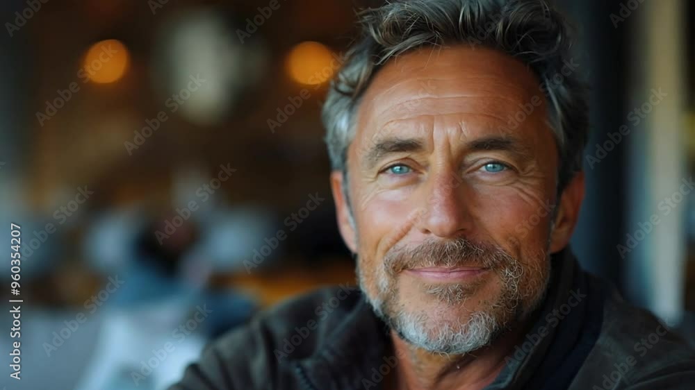 Portrait of a Confident Middle-Aged Man With Blue Eyes and a Warm Smile Portrait of a Confident Middle-Aged Man With Blue Eyes and a Warm Smile