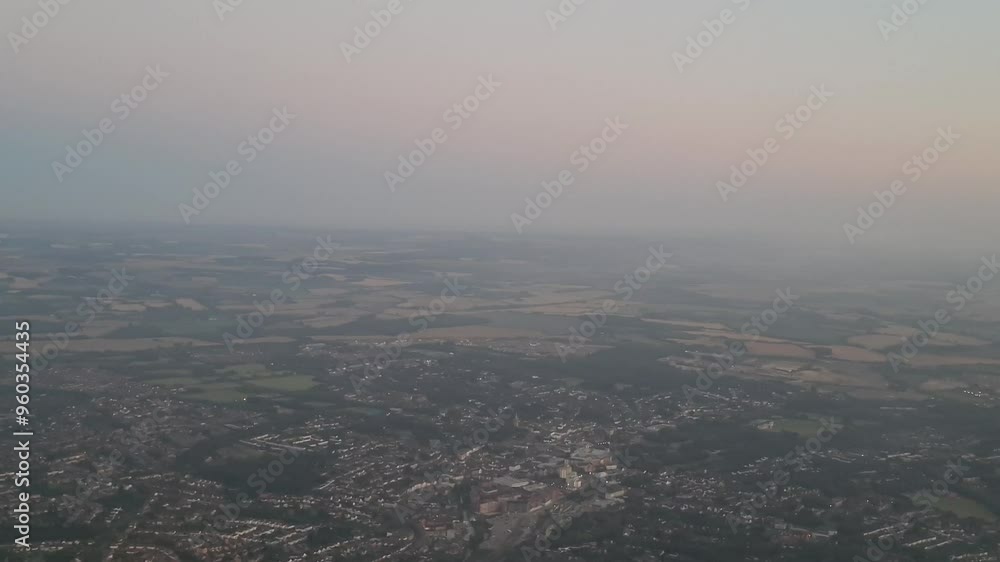 Aerial View of England From Window Seat During Flight From London Stansted Airport to Edinburgh Scotland in the Early Morning and Sunrise Time. August 29th, 2024 Aerial View of England From Window Seat During Flight From London Stansted Airport to Edinburgh Scotland in the Early Morning and Sunrise Time. August 29th, 2024