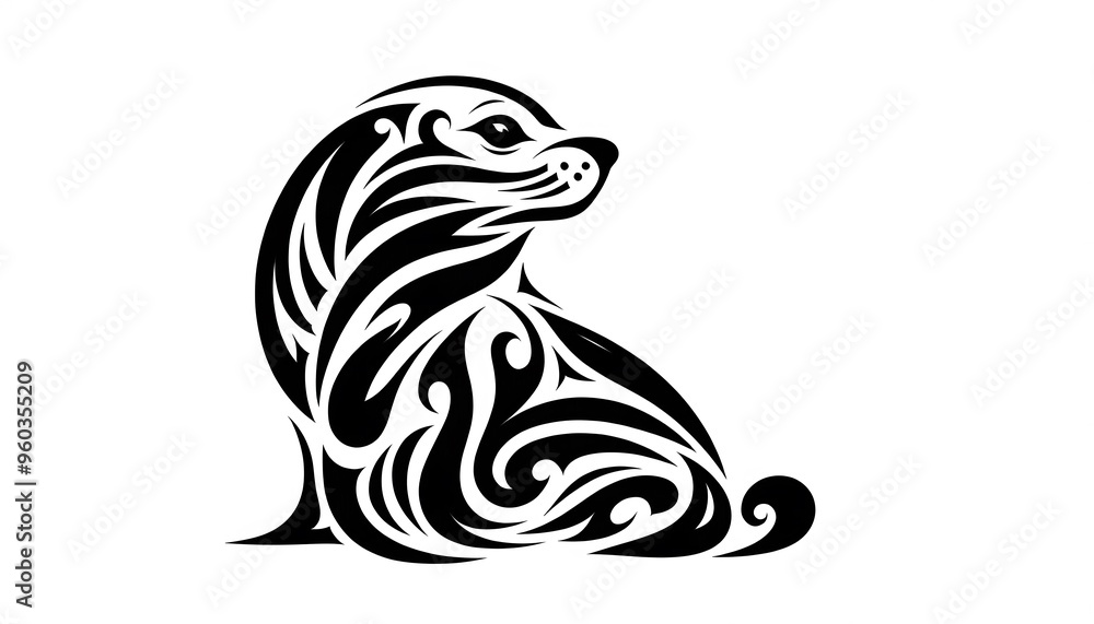 Detailed vector illustration of a wild animal in a modern geometric style. The beast is depicted in a dynamic pose with moderate movement, showing off its strong body and distinctive lines. The design Detailed vector illustration of a wild animal in a modern geometric style. The beast is depicted in a dynamic pose with moderate movement, showing off its strong body and distinctive lines. The design