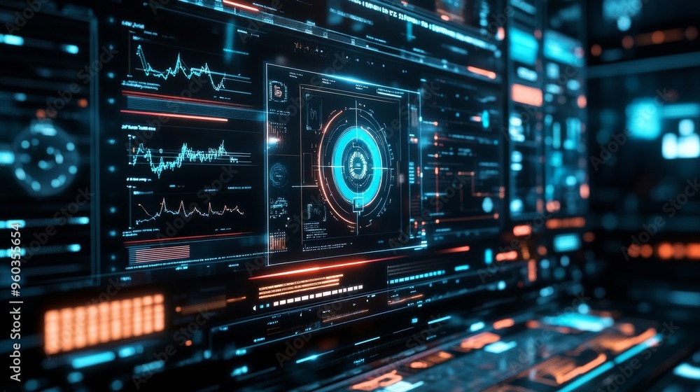 Futuristic Cybersecurity Interface - Real-Time Threat Monitoring and Data Protection Futuristic Cybersecurity Interface - Real-Time Threat Monitoring and Data Protection