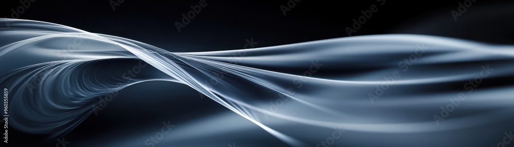 Naklejka premium Elegant and abstract smoke wave pattern on a dark background, perfect for backgrounds, designs, and artistic projects.