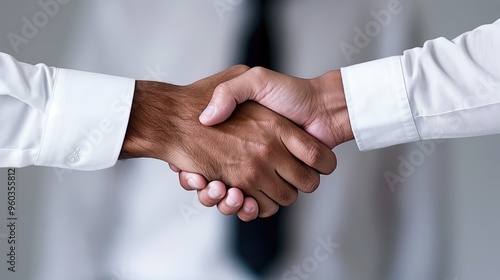 Professional Handshake between Two Businesspeople in Modern Office