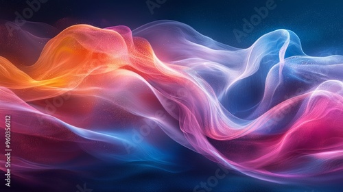 Wallpaper Mural Vibrant abstract waves flow in an enchanting dance of colors against a dark background Torontodigital.ca