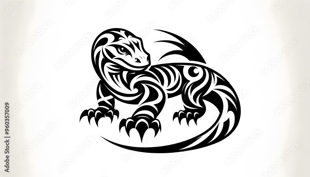 Detailed vector illustration of a wild animal in a modern geometric style. The beast is depicted in a dynamic pose with moderate movement, showing off its strong body and distinctive lines. The design Detailed vector illustration of a wild animal in a modern geometric style. The beast is depicted in a dynamic pose with moderate movement, showing off its strong body and distinctive lines. The design