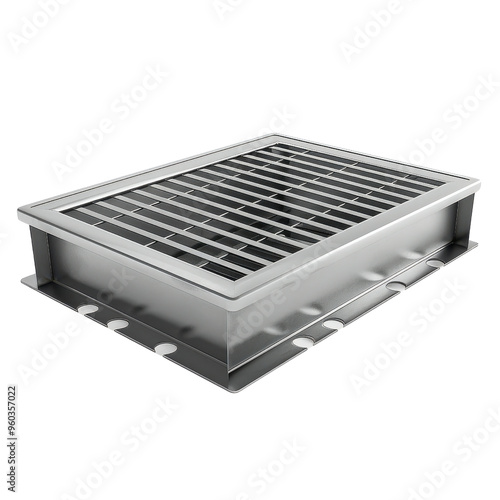 A modern stainless steel air vent cover with grid pattern, designed for ventilation in residential or commercial spaces.