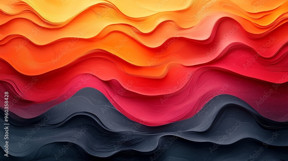 Vibrant abstract waves in shades of red, orange, and black creating a textured background resembling flowing fabric Vibrant abstract waves in shades of red, orange, and black creating a textured background resembling flowing fabric