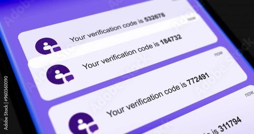 Incoming sms with OTP code, one-time password message on smartphone screen, close-up PIN sms, two-factor authorization code with OTP, footage