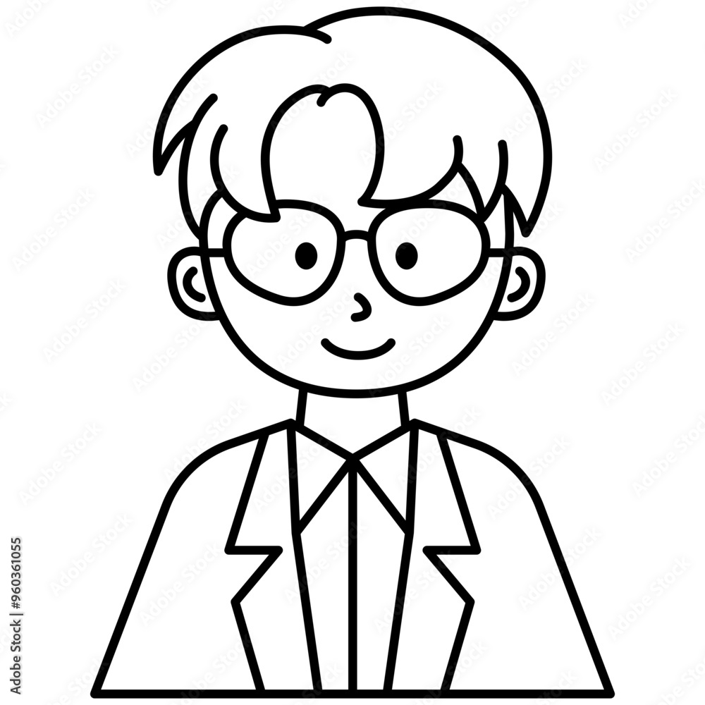 illustration of a man with glasses. doctor smile icon character illustration of a man with glasses. doctor smile icon character