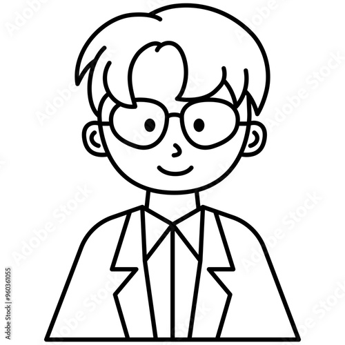 illustration of a man with glasses. doctor smile icon character