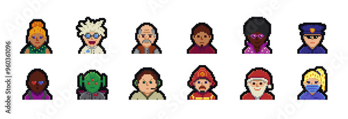 Avatar pixel characters, youth men and women, cartoon vector icons. Game user or web profile pixel avatars of persons and people for social net portrait, 8bit boy, young, girl, man and woman faces
