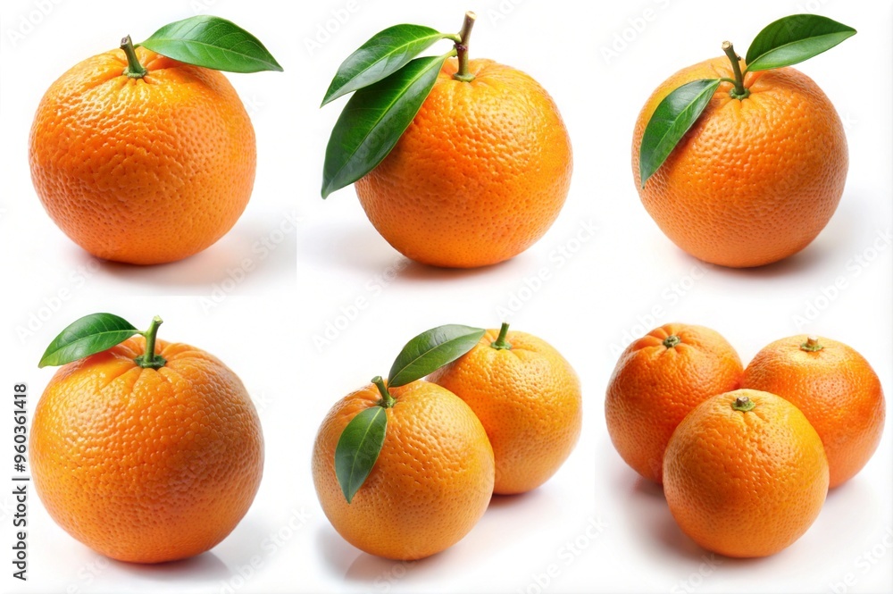set of oranges with isolated white background set of oranges with isolated white background