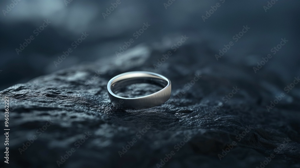 Close-up of a metallic ring on a dark background. Close-up of a metallic ring on a dark background.