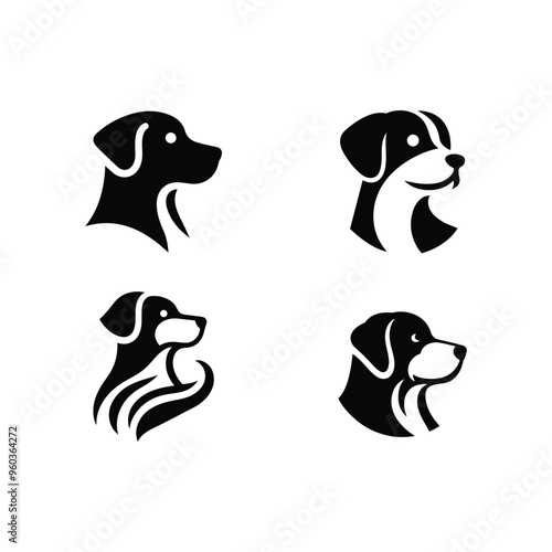 Paws & Shadows Dog Set Vector Silhouette Collection