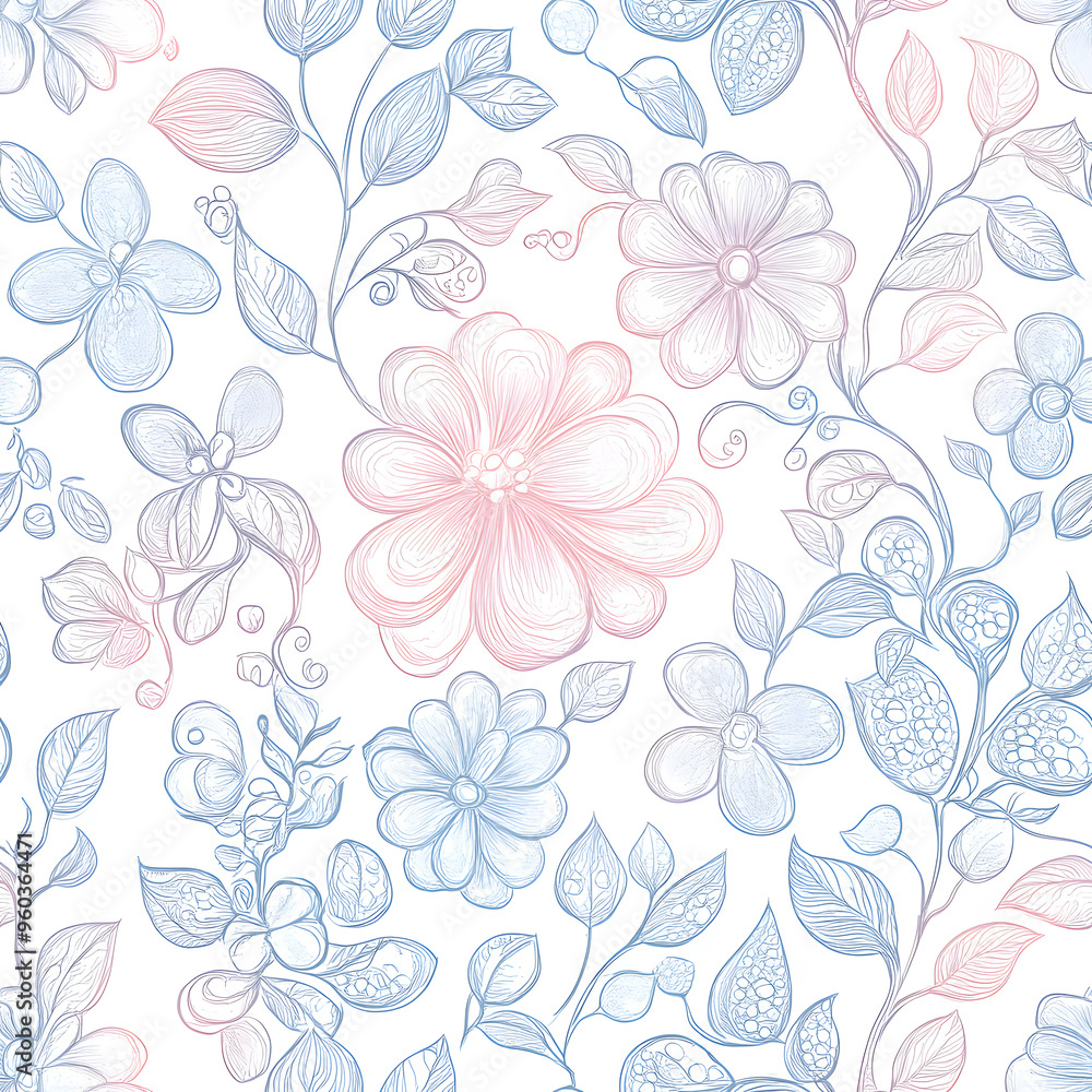 floral and leaf seamless patterns in doodle-style tile designs with graphic format. floral and leaf seamless patterns in doodle-style tile designs with graphic format.
