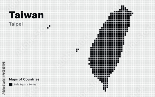 Creative Dotted Map of Taiwan with capital Taipei Square dots