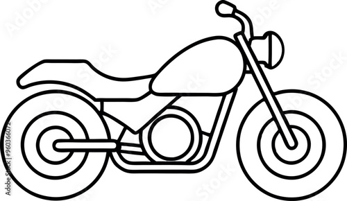 Outline Illustration of a Motorcycle, Black and White Motorcycle Sketch for Artistic and Creative Design Use