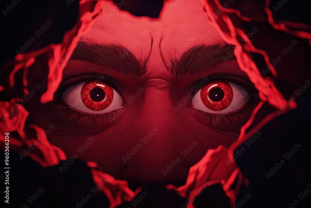A pair of eyes filled with rage, glaring from within a dark, shadowy environment, with red highlights enhancing the intensity, Cinematic, Digital Art A pair of eyes filled with rage, glaring from within a dark, shadowy environment, with red highlights enhancing the intensity, Cinematic, Digital Art