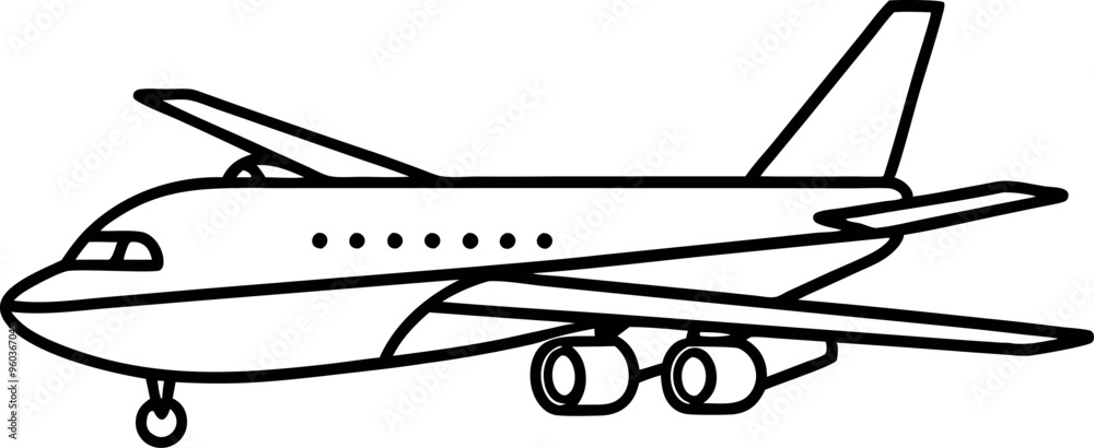 Simple Outline of Airplane with Clean Lines Perfect for Travel Brochures and Educational Materials Simple Outline of Airplane with Clean Lines Perfect for Travel Brochures and Educational Materials