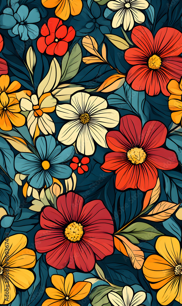floral and leaf seamless patterns in doodle-style tile designs with graphic format. floral and leaf seamless patterns in doodle-style tile designs with graphic format.