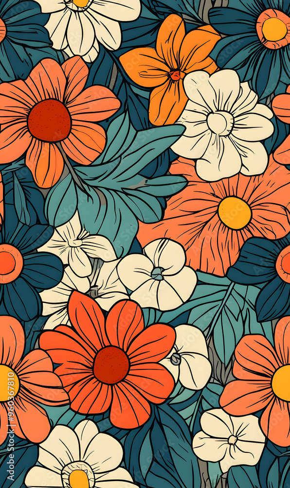 floral and leaf seamless patterns in doodle-style tile designs with graphic format. floral and leaf seamless patterns in doodle-style tile designs with graphic format.