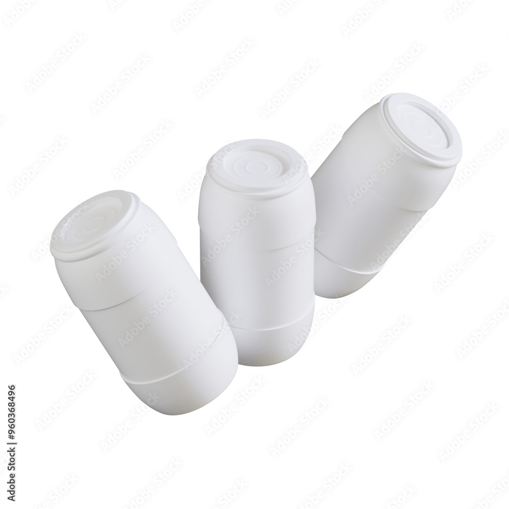 Realistic plastic container barrel, 3D rendering illustration with transparent PNG background Realistic plastic container barrel, 3D rendering illustration with transparent PNG background