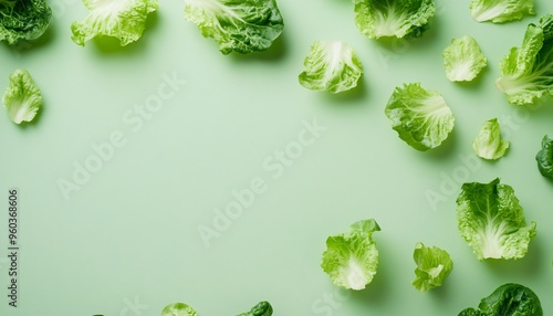 Wallpaper Mural Lettuce gliding gracefully against a soft green backdrop, creating a refreshing and vibrant fruit and vegetable background that celebrates nature's bounty. Torontodigital.ca