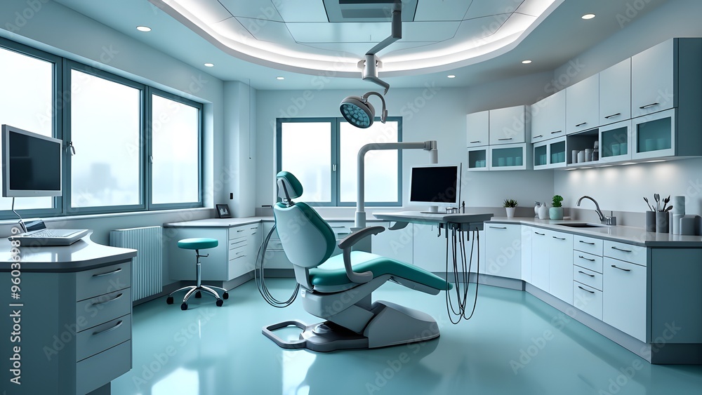 dental chair in a hospital, blank dental room, beautiful dental care room. dental chair in a hospital, blank dental room, beautiful dental care room.