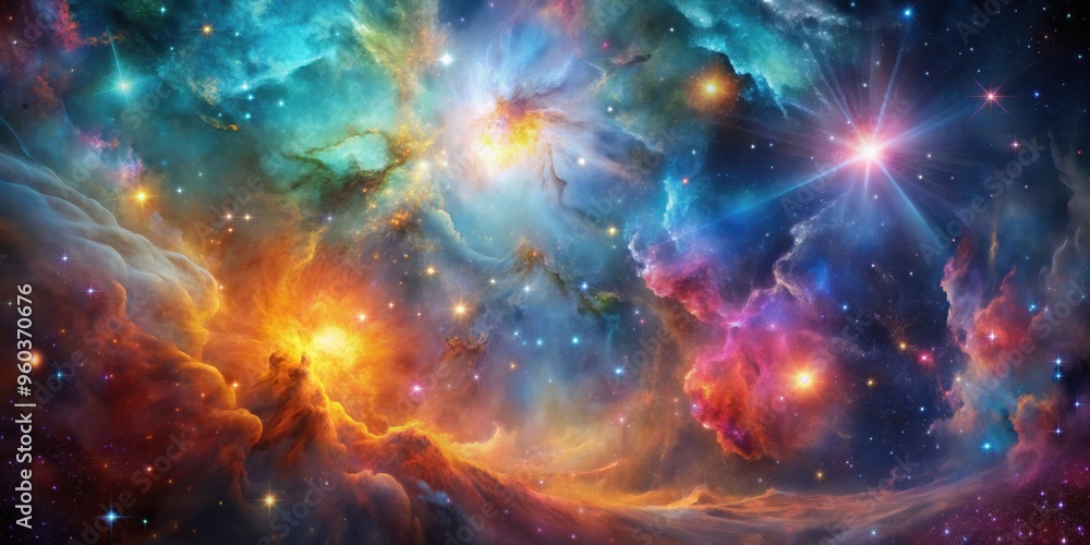 Colorful abstract space background filled with stars, nebulae, and cosmic elements, cosmos, galaxy, universe Colorful abstract space background filled with stars, nebulae, and cosmic elements, cosmos, galaxy, universe