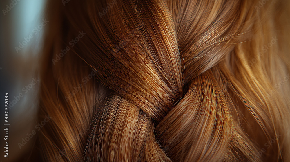 Close-Up of Braided Auburn Hair Showcasing Smooth, Shiny Texture and Rich Color Tones Close-Up of Braided Auburn Hair Showcasing Smooth, Shiny Texture and Rich Color Tones