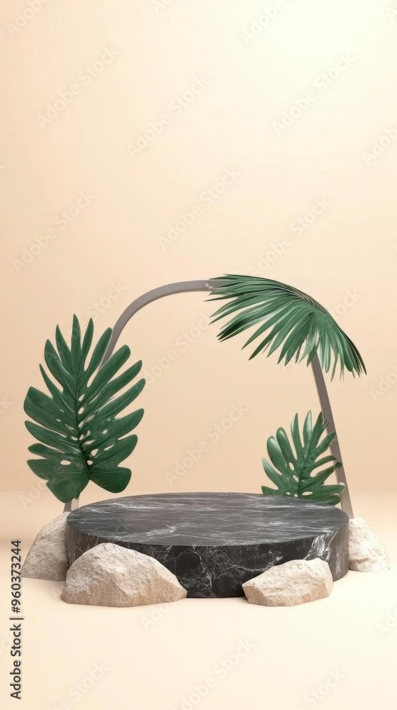 Elegant 3D Forest Podium in Tropical Garden: Nature-Inspired Green Display for Botanical Skincare Marketing. Luxurious Product Showcase with Lush Foliage, Stones, and White Flora. AI-Generated 4K Wall Elegant 3D Forest Podium in Tropical Garden: Nature-Inspired Green Display for Botanical Skincare Marketing. Luxurious Product Showcase with Lush Foliage, Stones, and White Flora. AI-Generated 4K Wall