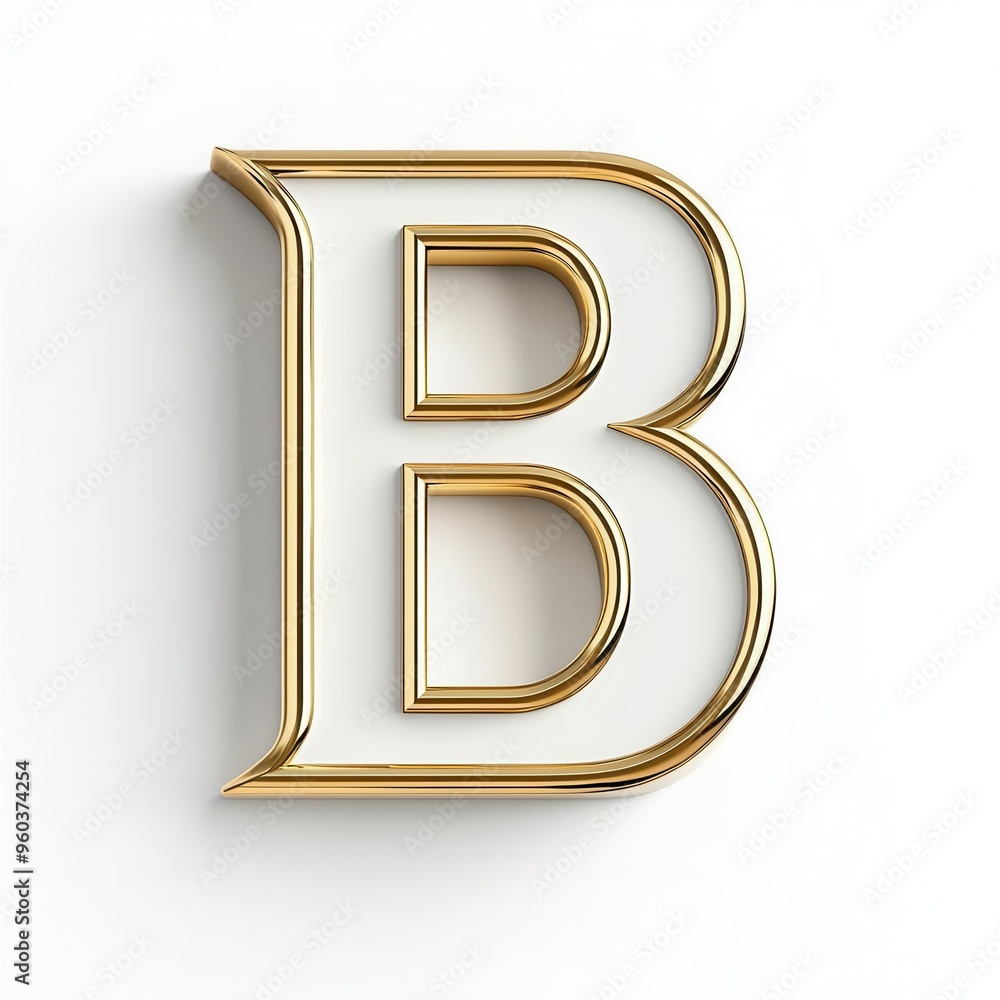 Stylish golden letter B on a clean white background, perfect for modern design projects and branding needs. Stylish golden letter B on a clean white background, perfect for modern design projects and branding needs.