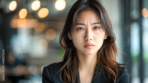Free Download A woman with long brown hair and a serious expression - GFXLoad