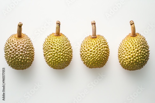 Durian sur fond blanc, fruit exotique photo