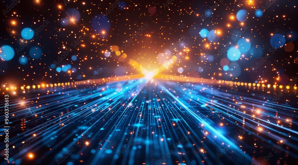 Naklejka premium dynamic motion blur background with city lights, abstract night city background