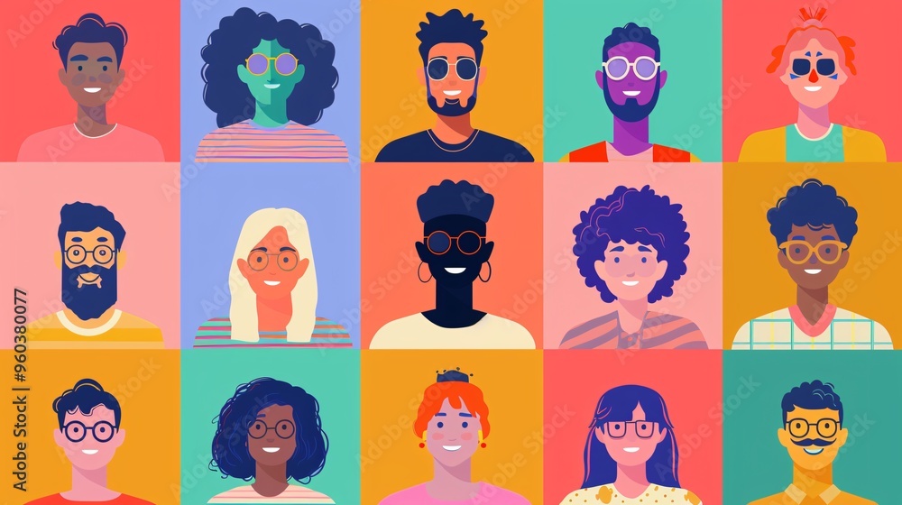 Diverse Group of People with Glasses Smiling in a Grid Diverse Group of People with Glasses Smiling in a Grid