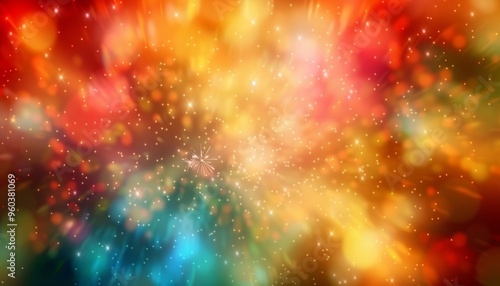 Festive Explosion: A Vibrant Blur of Colored Fireworks