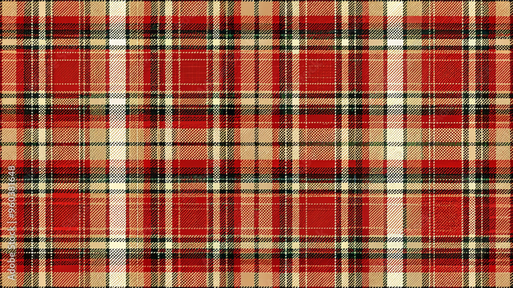 Obraz premium Classic red and beige plaid pattern with tartan design suitable for textiles and backgrounds