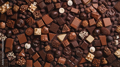 Obraz na płótnie Backdrop of chocolate candy different sweetness and different taste w salonie