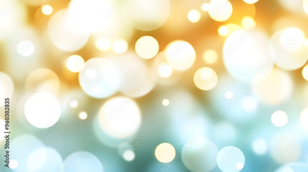 Obraz premium Bokeh Light Effects: Soft, out-of-focus bokeh lights in various sizes, creating a dreamy effect on a white background. 