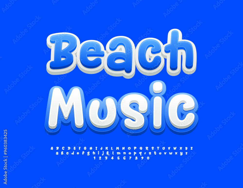 Vector funny banner Beach Music. Set of playful Alphabet Letters and Numbers. Creative handwritten Font. Vector funny banner Beach Music. Set of playful Alphabet Letters and Numbers. Creative handwritten Font.