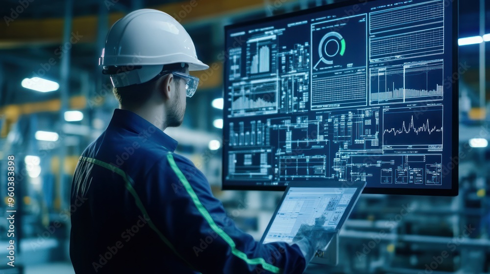 An electrical engineer using AI tools for electrical load forecasting, data analytics on screen, An electrical engineer using AI tools for electrical load forecasting, data analytics on screen,