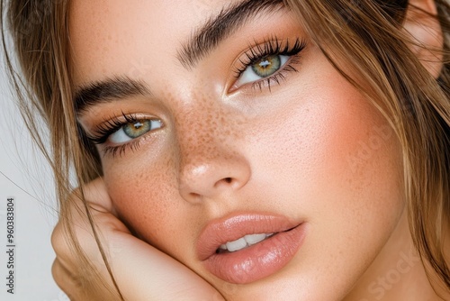 Girlâ€™s face, natural makeup, effortless beauty enhances her features without looking overdone