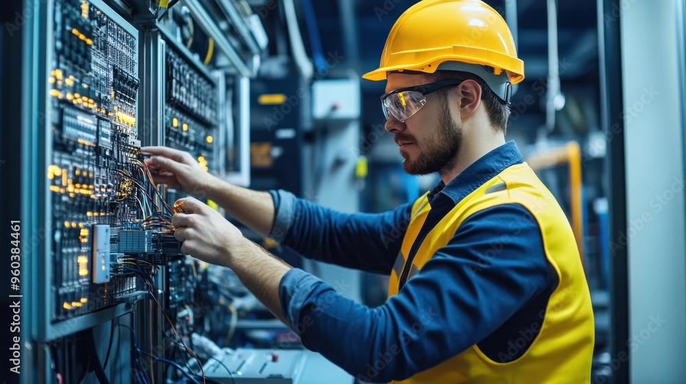 An engineer conducting reliability tests on power system components, detailed analysis tools, An engineer conducting reliability tests on power system components, detailed analysis tools,