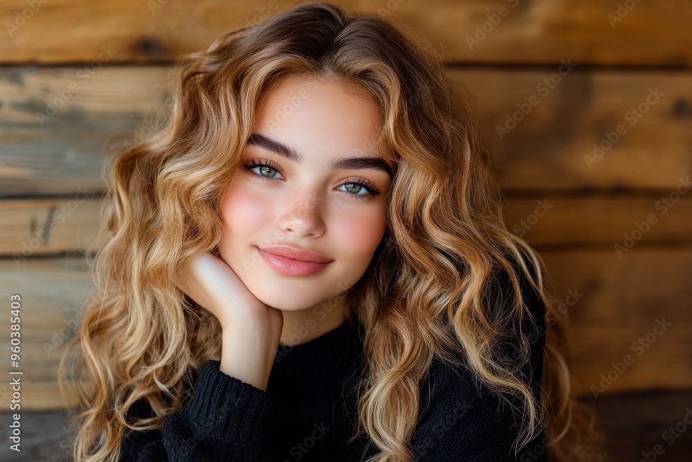 Girl’s face, tousled hair, natural look enhances a carefree and relaxed vibe Girl’s face, tousled hair, natural look enhances a carefree and relaxed vibe